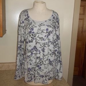 NWT KAREN SCOTT L/S TEE PALE GREY HEATH XL